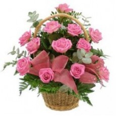 30 Pink Roses Basket
